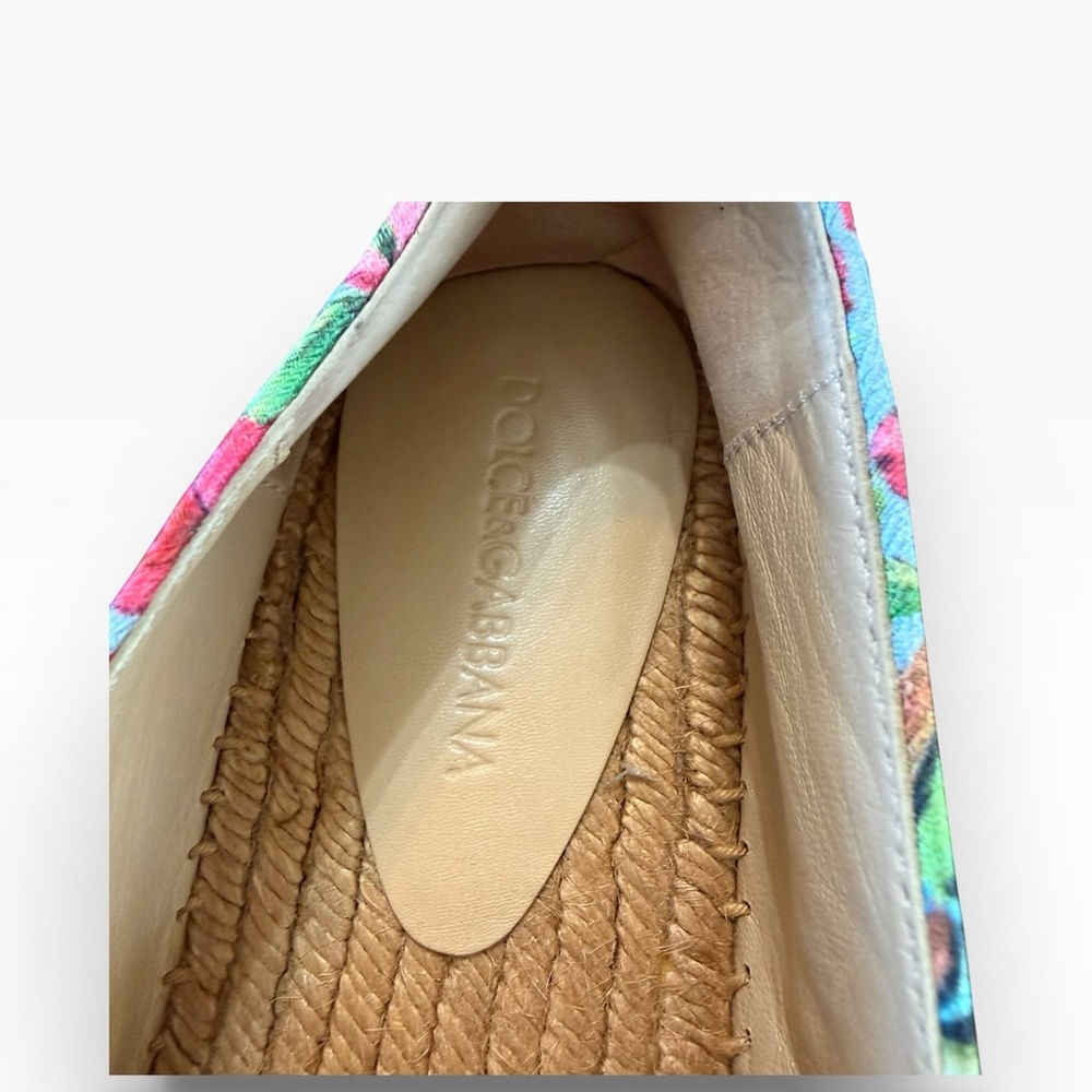 Dolce & Gabbana Multicolor Floral Print Fabric Espadrille Flats EU 40 US 10 - Picture 5 of 14